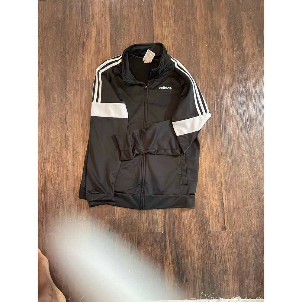 Adidas Black Track Jacket with White Stripes